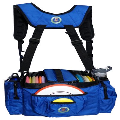 Disc Golf Bag with Removeable Cooler | 13 Disc Capacity with Insulated Cooler for a 6-Pack | 22 disc max | Adjustable Backpack Strap and Shoulder Strap Included (Blue) (DG23BLUE)