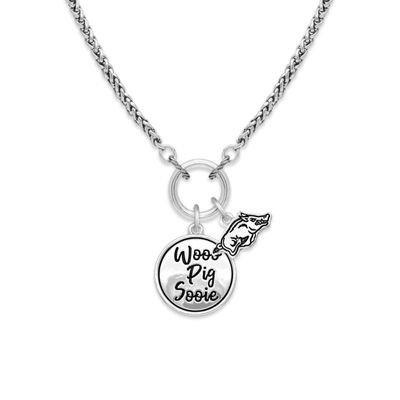From the Heart Arkansas Razorbacks Woo Pig Sooie Twist and Shout Silver Necklace Jewelry