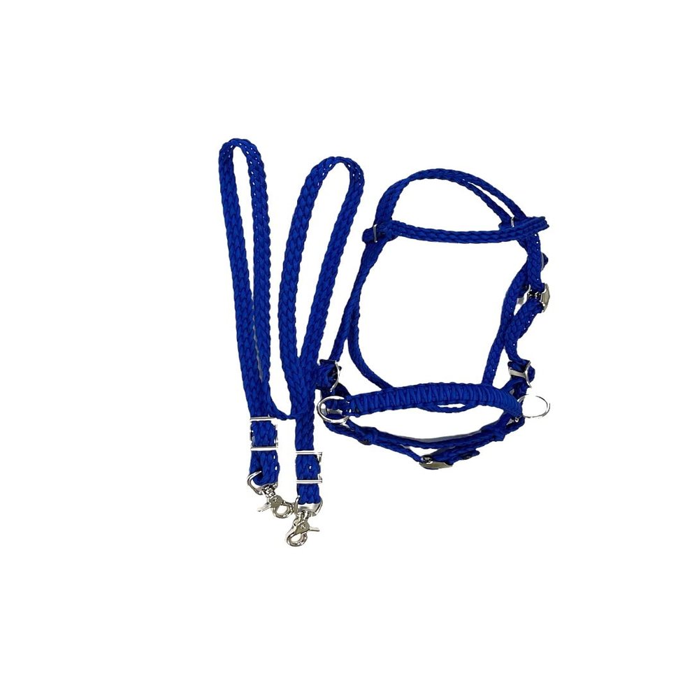 Pony bitless Bridle Horse tack Side Pull Hackamore Electric Blue