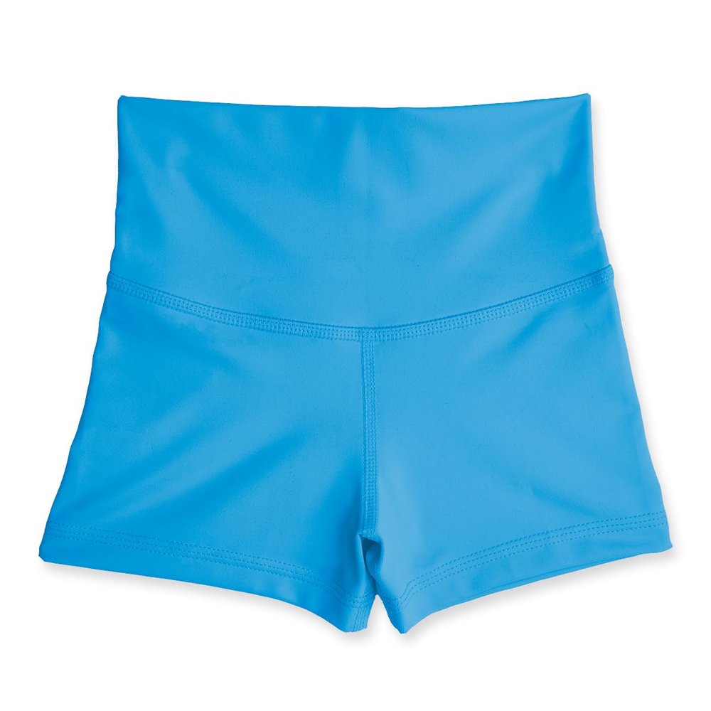 Liakada Girls' High-Waisted Athletic Shorts - Dance, Gymnastics & Cheer Practice Shorts with Free Scrunchie Teal
