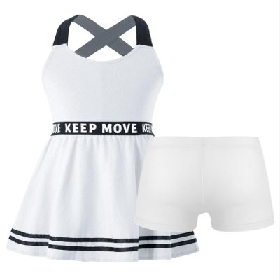 Kaerm Kids Girls 2 Pcs Golf Tennis Dress with Shorts Outfits Solid Color Sleeveless Sports Dress Badminton Outfits White A 8 Years