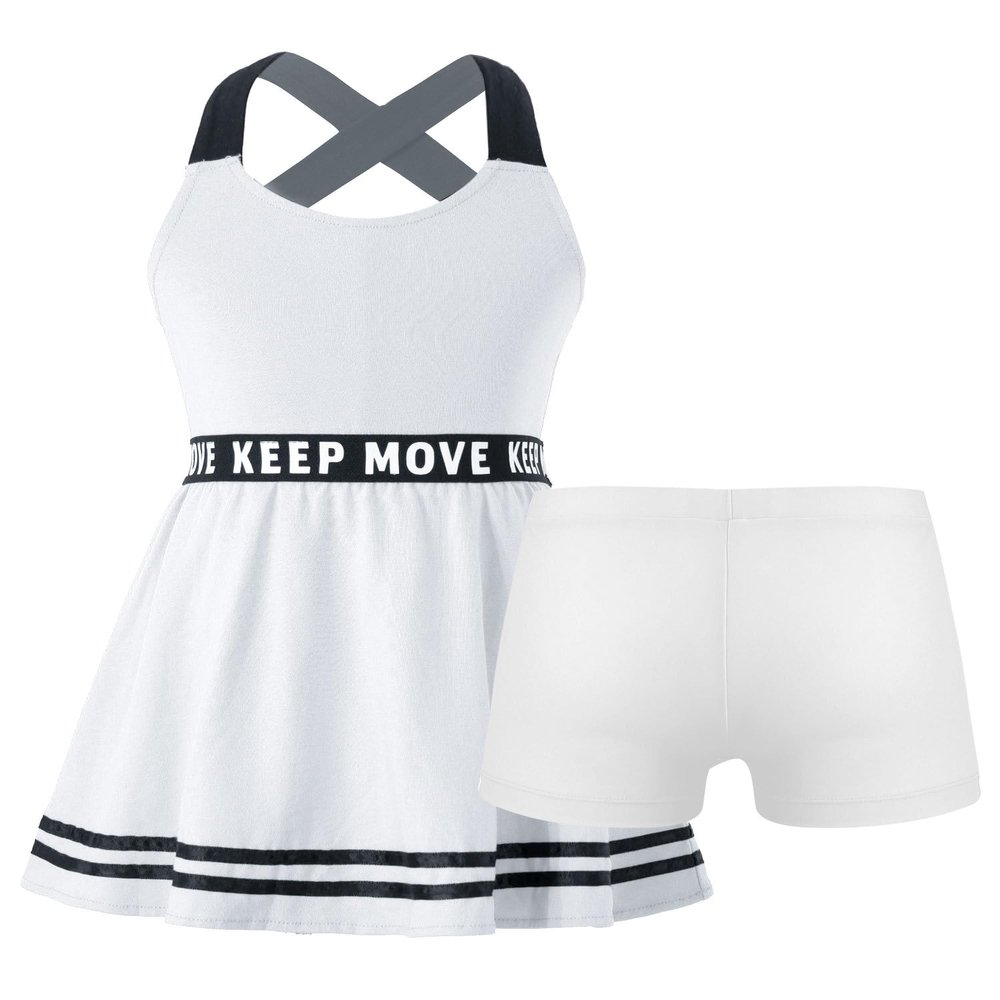 Kaerm Kids Girls 2 Pcs Golf Tennis Dress with Shorts Outfits Solid Color Sleeveless Sports Dress Badminton Outfits White A 8 Years