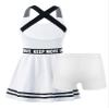 Kaerm Kids Girls 2 Pcs Golf Tennis Dress with Shorts Outfits Solid Color Sleeveless Sports Dress Badminton Outfits White A 8 Years view 2