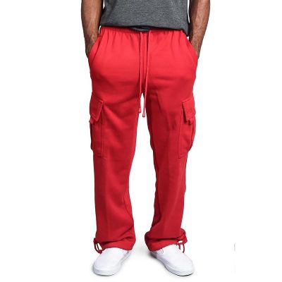 Men's Outdoor Sweat Jogger Pants Cargo Cotton Sweatpants Athletic Pants Workout Trousers Outdoor Casual Work Pant Red