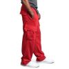 Men's Outdoor Sweat Jogger Pants Cargo Cotton Sweatpants Athletic Pants Workout Trousers Outdoor Casual Work Pant Red view 2