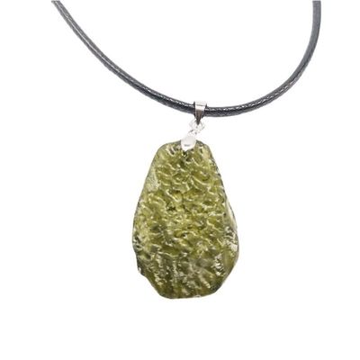 4-8g Natural Czech Glass Meteorite Pendants Necklace Raw Moldavite Jewelry for Men Women Crystal Energy Necklace Decor Gifts 1pc SBOTTON-8571 (Color : Czech Meteorite)