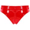 Freebily Women's Zipper Crotch Booty Shorts Shiny Metallic Patent Leather Hot Pants Clubwear Red XX-Large view 4