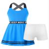 Kaerm Kids Girls 2 Pcs Golf Tennis Dress with Shorts Outfits Solid Color Sleeveless Sports Dress Badminton Outfits Blue A 8 Years view 1