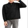 GAMISOTE Boys Sweater Quarter Zip Up Chunky Knit Mock Neck Warm Pullver Kids Knitwear Black view 1