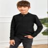GAMISOTE Boys Sweater Quarter Zip Up Chunky Knit Mock Neck Warm Pullver Kids Knitwear Black view 3