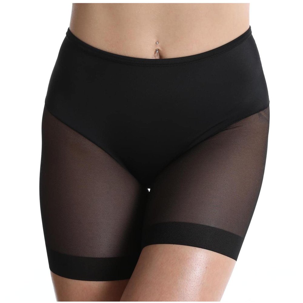 tuduoms Womens Shapewear Panties Slip Underwear Shorts Under Dresses Mesh Tummy Control Thigh Slimmer Body Shaper Boyshorts Black