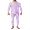 Manyakai Men's Glossy Two Piece Workout Yoga Fitness Outfits Compression Long Sleeve Shirt Top with Leggings Lavender Medium view 3