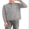 GAMISOTE Boys Sweater Quarter Zip Up Chunky Knit Mock Neck Warm Pullver Kids Knitwear Grey view 2