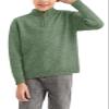 GAMISOTE Boys Sweater Quarter Zip Up Chunky Knit Mock Neck Warm Pullver Kids Knitwear Green view 1