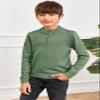 GAMISOTE Boys Sweater Quarter Zip Up Chunky Knit Mock Neck Warm Pullver Kids Knitwear Green view 3