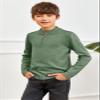 GAMISOTE Boys Sweater Quarter Zip Up Chunky Knit Mock Neck Warm Pullver Kids Knitwear Green view 4