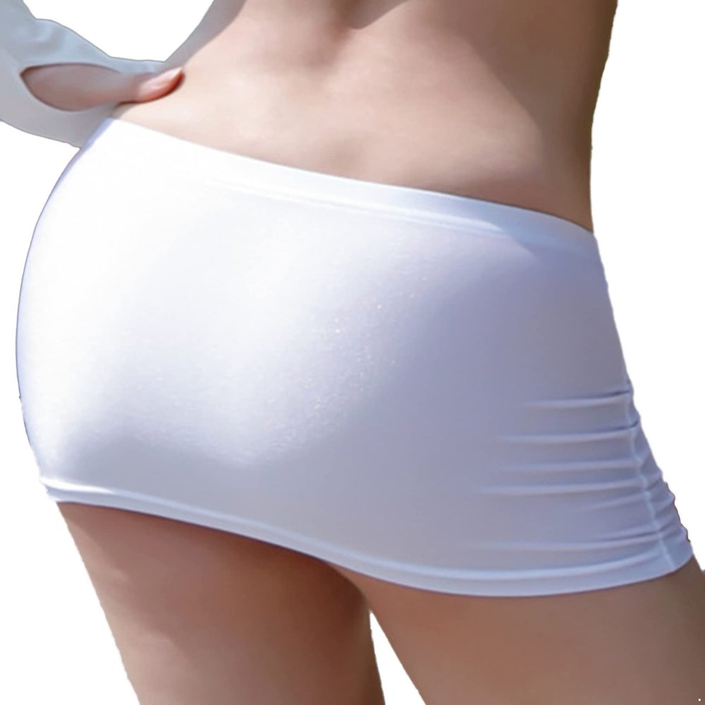 ACSUSS Sexy Women's Sheer Ultra See Through Low Waist Micro Mini Skirts Pencil Skirt 4# White One Size