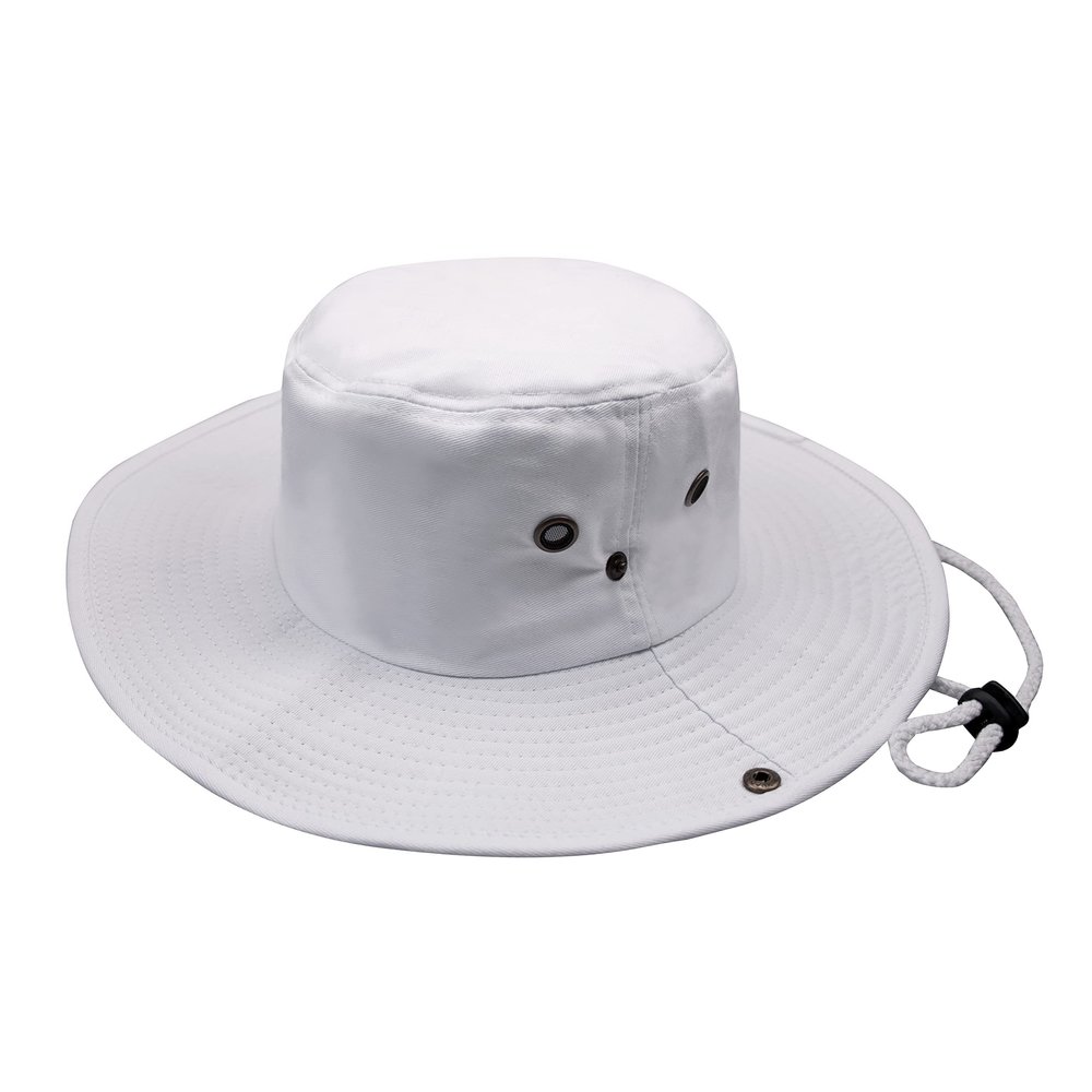 Cotton-Wide-Brim-Sun-Hat-for-Men-and-Women,Outdoor Bucket-Hat UV-Protection Safari-Boonie-Hat for Fishing Hiking White