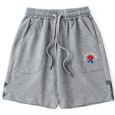 BINPAW Boys Shorts Drawstring Waist Cotton Athletic Casual Sweat Shorts, Grey, 7-8 Years = Tag 140