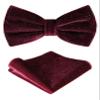 TIE G Men's Glitter Velvet Bow Tie + Pocket Square Set in Gift Box for Wedding, Party : Glittering Effects, Unisex Design (Galaxy Wine Red) view 1