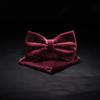 TIE G Men's Glitter Velvet Bow Tie + Pocket Square Set in Gift Box for Wedding, Party : Glittering Effects, Unisex Design (Galaxy Wine Red) view 2