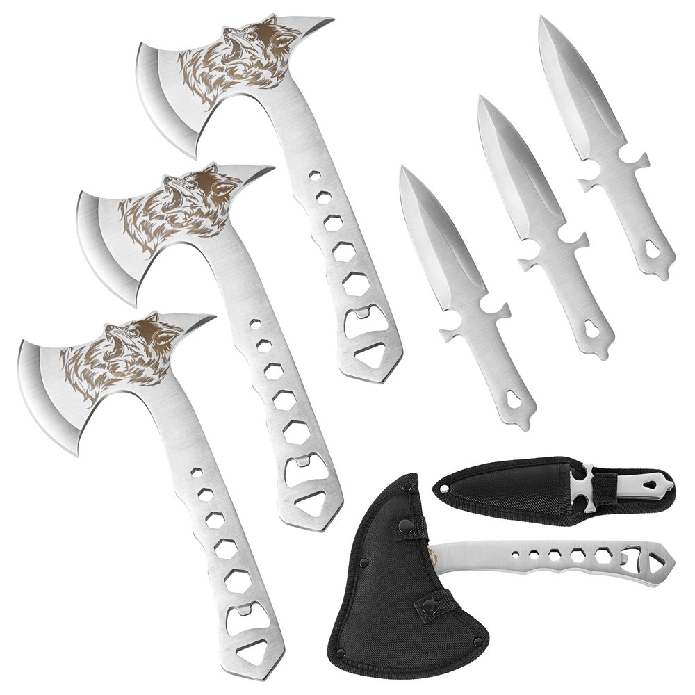 Throwing Stars Axe Throwing Game for Backyard, Throwing Axes and Tomahawks Set with Nylon Sheath, 10in Throwing Hatchet Axe for Adults Competition and Recreation, Axe Gift Set for Men