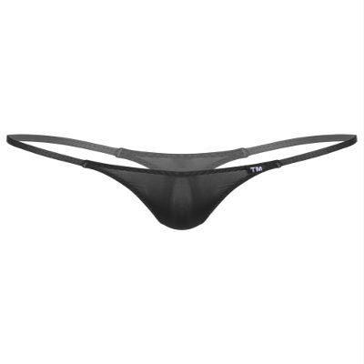 easyforever Men's Sheer Mesh See Through Low Rise T-Back G-String Thongs Bikini Briefs Underwear Black Type A Medium
