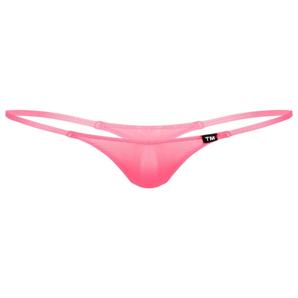 easyforever Men's Sheer Mesh See Through Low Rise T-Back G-String Thongs Bikini Briefs Underwear Pink Type A Large