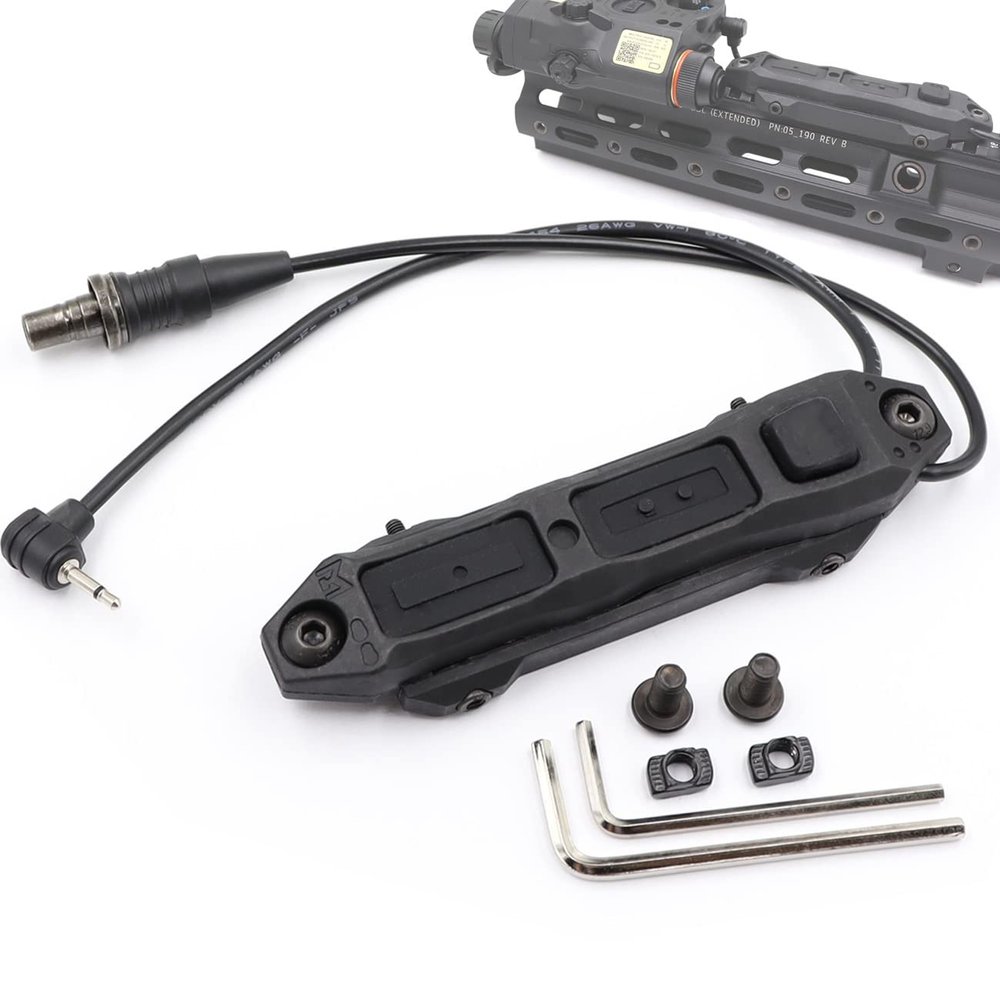 Jmtac Augmented Dual Remote Pressure Switch Assembly for M Series Scout Light and PEQ Box 2.5 Plug Double Tape Switches (Black-2.5 Plug)
