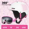 Odoland Kids Ski Helmet, Snow Helmet with Ski Goggles for Boys and Girls, Safety Youth Snowboard Sports Helmets and Goggles Set for Children Ages 6-14, White Rose, S view 2