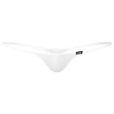 easyforever Men's Sheer Mesh See Through Low Rise T-Back G-String Thongs Bikini Briefs Underwear White Type A Medium