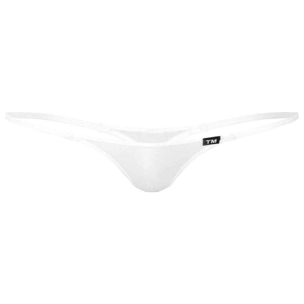 easyforever Men's Sheer Mesh See Through Low Rise T-Back G-String Thongs Bikini Briefs Underwear White Type A Medium