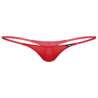 easyforever Men's Sheer Mesh See Through Low Rise T-Back G-String Thongs Bikini Briefs Underwear Red Type A XX-Large