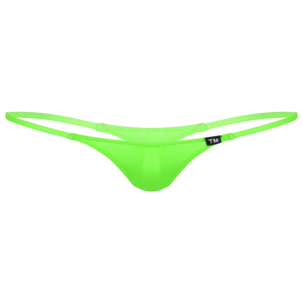 easyforever Men's Sheer Mesh See Through Low Rise T-Back G-String Thongs Bikini Briefs Underwear Green Type A Large
