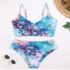 Bikini Women Swimsuit Black Lace Up Ribbed Swimwear High Waist Bikinis Set Summer Beach Bathing Suit for Female (Blue,XS) view 2