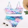 Bikini Women Swimsuit Black Lace Up Ribbed Swimwear High Waist Bikinis Set Summer Beach Bathing Suit for Female (Blue,XS) view 3