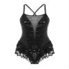 YOOJOO Women's Dance Dress with Rhinestone Fringe Tassel - Latin Salsa Ballroom Dress - Black Large view 3