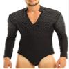 HULIJA Men's Spandex Rhinestone Latin Ballroom Dance Tops Shirt Leotard V Neck Dancing Costume Dancewear Black Large view 1
