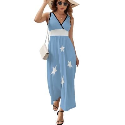 Adugen Origei Micronesia,Federated States Flag Sleeveless Dress Womens Dresses Summer Dress for Women Casual T-Shirt Dress L