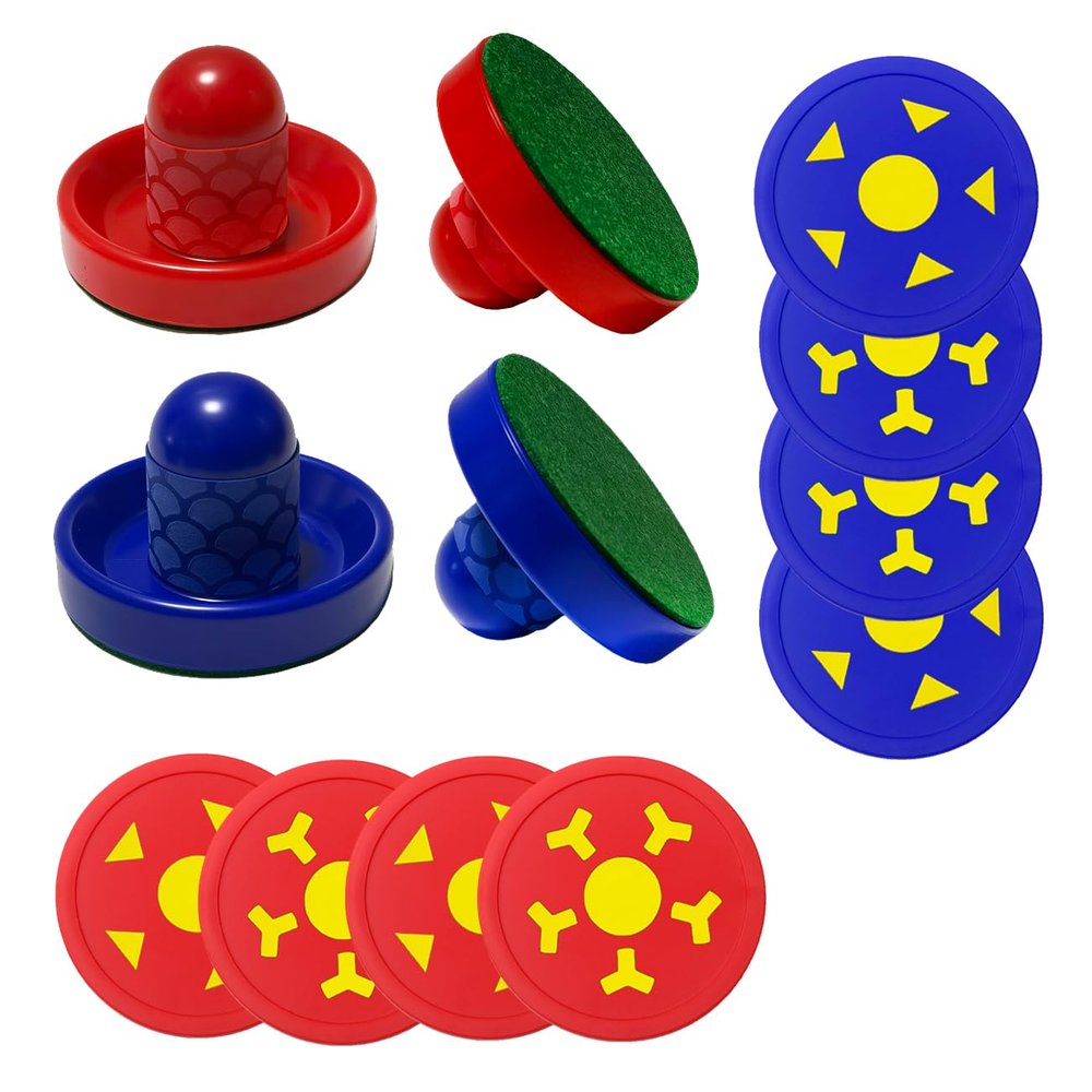 Joovon Air Hockey Pushers and Air Hockey Pucks, Non-Slip Strikers and Dynamic Pucks for Air Hockey Table Game for Adults and Kids,Replacement Accessories for Game Tables (Red and Blue)