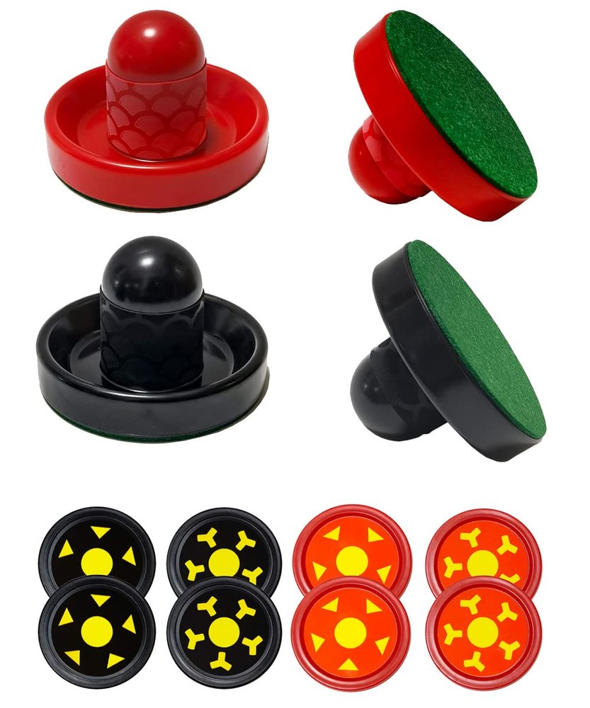 Joovon Air Hockey Pucks and Paddles, Non-Slip Strikers and Dynamic Pucks, Paddles for Adults and Kids, Replacement Accessories (Red and Black)