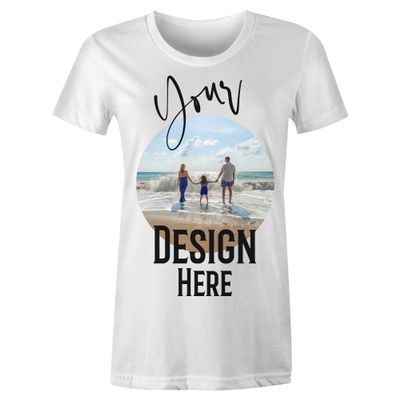 Personalized Custom Design Printed Short Sleeve Woman Premium T-Shirts Tees Top - White - XL - Your Own Design and Text