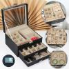 BOOVO Clear Lid Jewelry Box,3 Layers Jewelry Organizer Large Multi-Functional Jewelry Storage Box with 2 Drawers,Jewelry Display Case of Rings Earrings Necklace Bracelets for Women Girls (Black) view 2