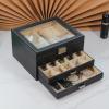 BOOVO Clear Lid Jewelry Box,3 Layers Jewelry Organizer Large Multi-Functional Jewelry Storage Box with 2 Drawers,Jewelry Display Case of Rings Earrings Necklace Bracelets for Women Girls (Black) view 4