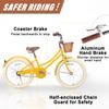 Glerc Little Molly 20 Inch Kids Bike, Retro Cruiser Girls Bike for Children Ages 7-13 Years Old, Kids Bicycle with Wicker Basket & Kickstand, Yellow view 3