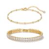 TONTMY STUDIOS Gold Bracelets for Women Set 2 Layer Tennis CZ Bracelets 14K Gold Filled Dainty Satellite Chain Everyday Minimalist Bracelet Stack Jewelry for Women view 1