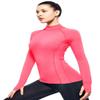 Athletic Tops for Women Long Sleeve Running Shirt with Thumb Holes Mock Neck (Neon Pink,XS) view 2