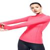 Athletic Tops for Women Long Sleeve Running Shirt with Thumb Holes Mock Neck (Neon Pink,XS) view 4