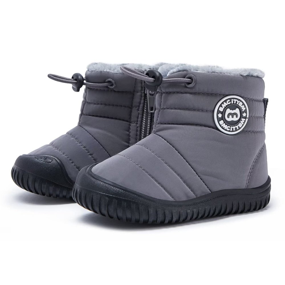 BMCiTYBM Baby Snow Boots Boys Girls Winter Infant Shoes Anti-Slip 6 9 12 18 24 Months Faux Fur Grey Size 18-24 Months Toddler