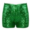 FEESHOW Girls Kids Gymnastic Shorts Glitter Ballet Dance Shorts Boys Metallic Spandex Tumbling Yoga Sports Shorts Green 3-4 Years view 1